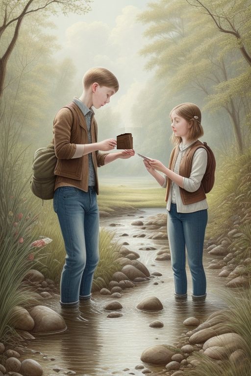 Kid scientists in stream